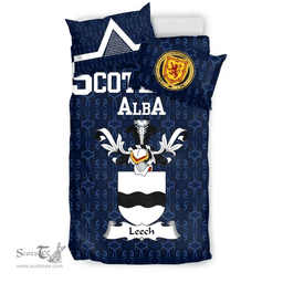 Scottish Leech Family Crest Tartan Bedding Set Scottish Home Duvet Covers 1991 Style