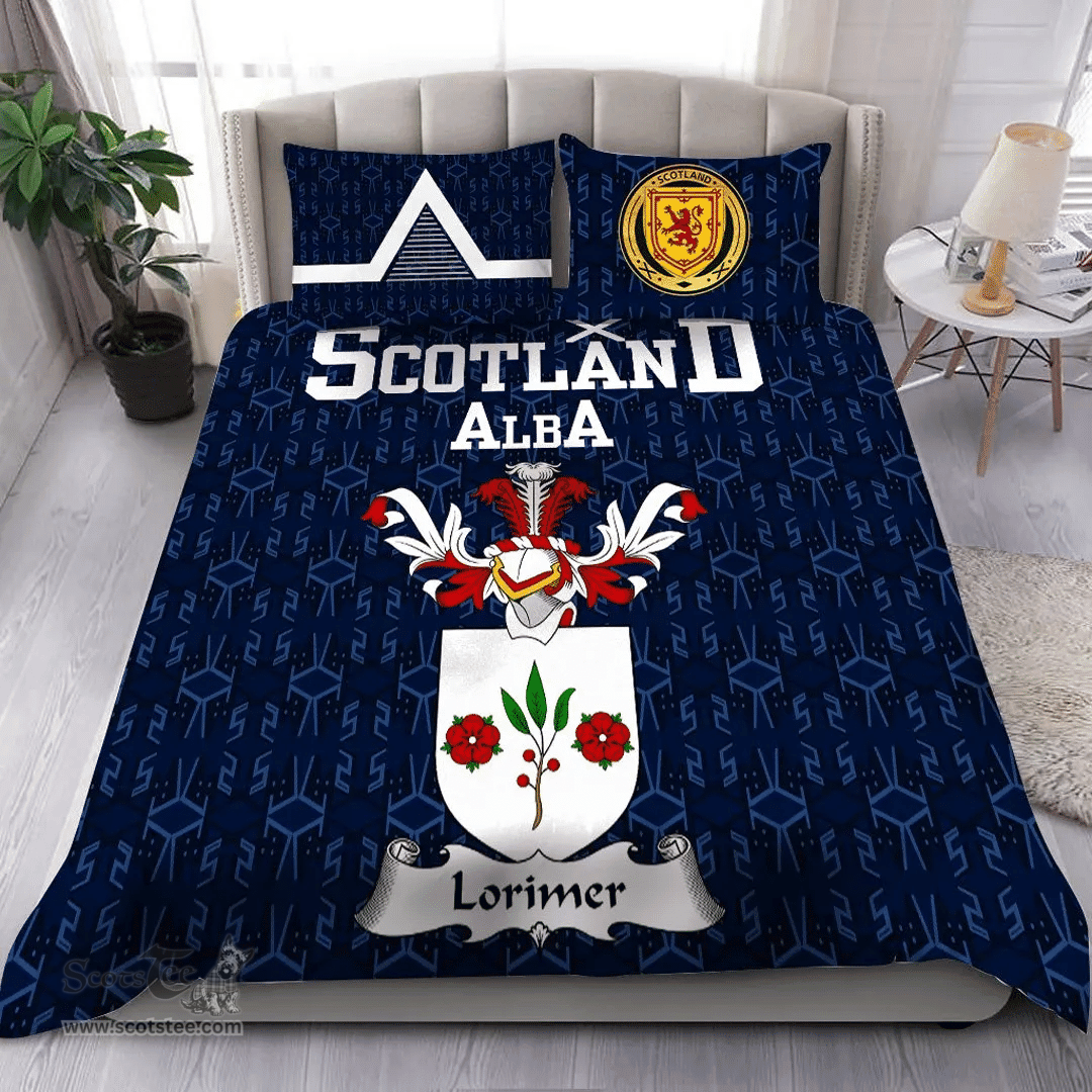 Scottish Lorimer Family Crest Tartan Bedding Set Scottish Home Duvet Covers 1991 Style