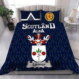 Scottish Lorimer Family Crest Tartan Bedding Set Scottish Home Duvet Covers 1991 Style