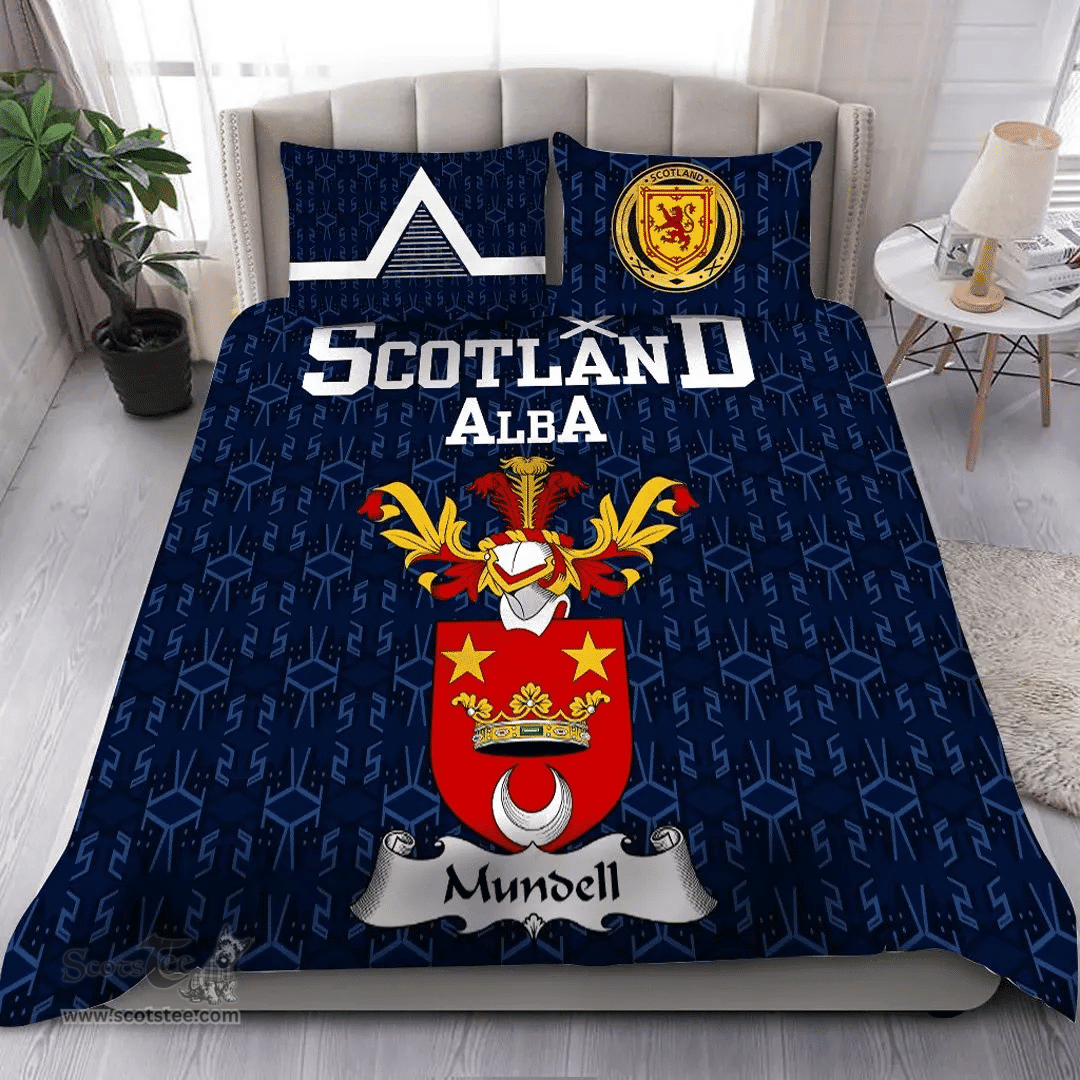 Scottish Mundell Family Crest Tartan Bedding Set Scottish Home Duvet Covers 1991 Style