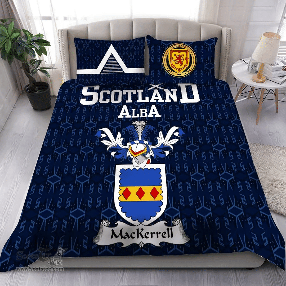 Scottish MacKerrell Family Crest Tartan Bedding Set Scottish Home Duvet Covers 1991 Style