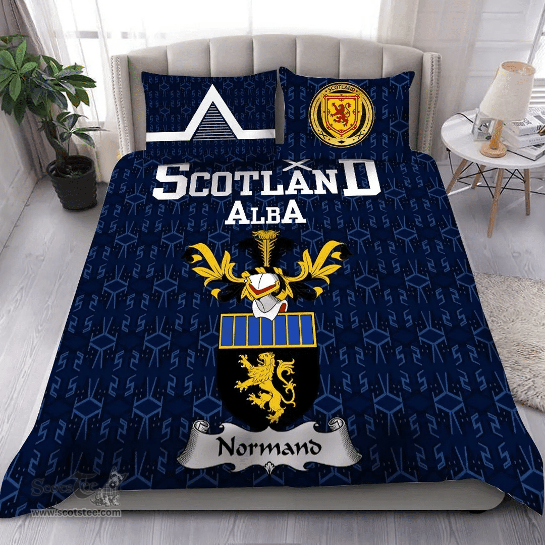 Scottish Normand Family Crest Tartan Bedding Set Scottish Home Duvet Covers 1991 Style
