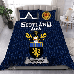 Scottish Normand Family Crest Tartan Bedding Set Scottish Home Duvet Covers 1991 Style