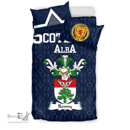 Scottish Renny or Rennie Family Crest Tartan Bedding Set Scottish Home Duvet Covers 1991 Style