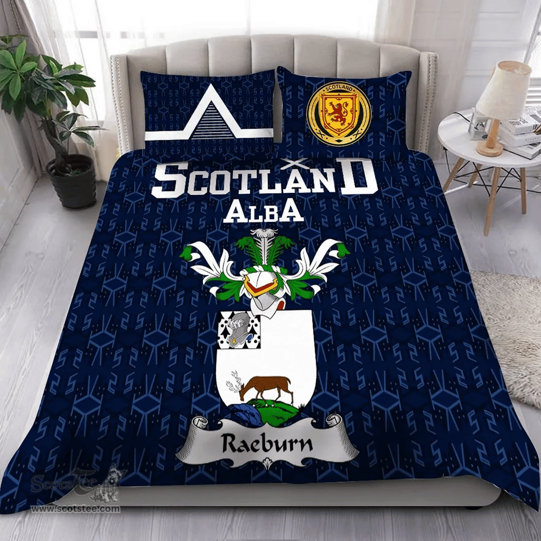 Scottish Raeburn Family Crest Tartan Bedding Set Scottish Home Duvet Covers 1991 Style