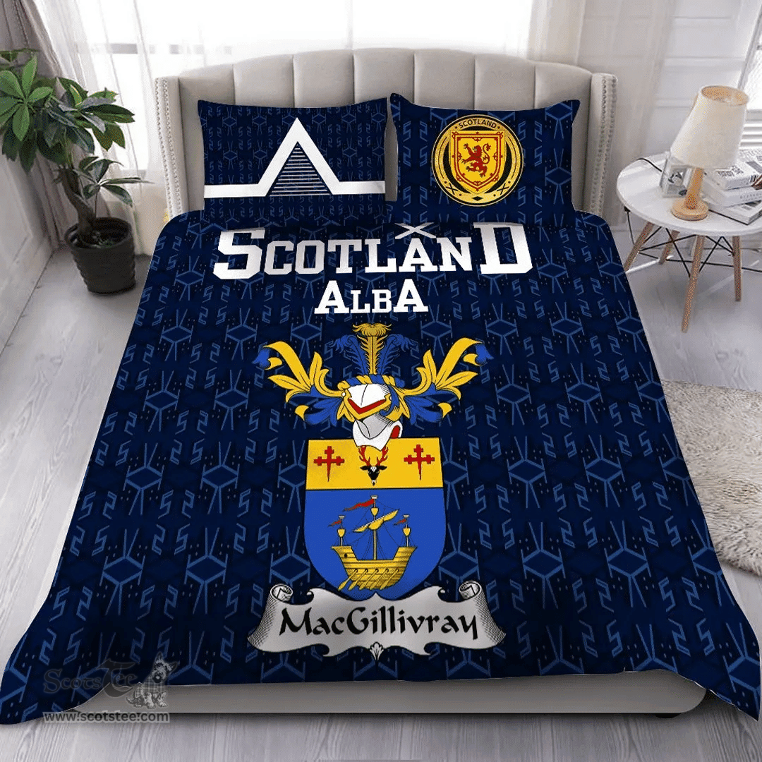 Scottish MacGillivray Family Crest Tartan Bedding Set Scottish Home Duvet Covers 1991 Style