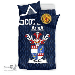 Scottish Ritchie Family Crest Tartan Bedding Set Scottish Home Duvet Covers 1991 Style