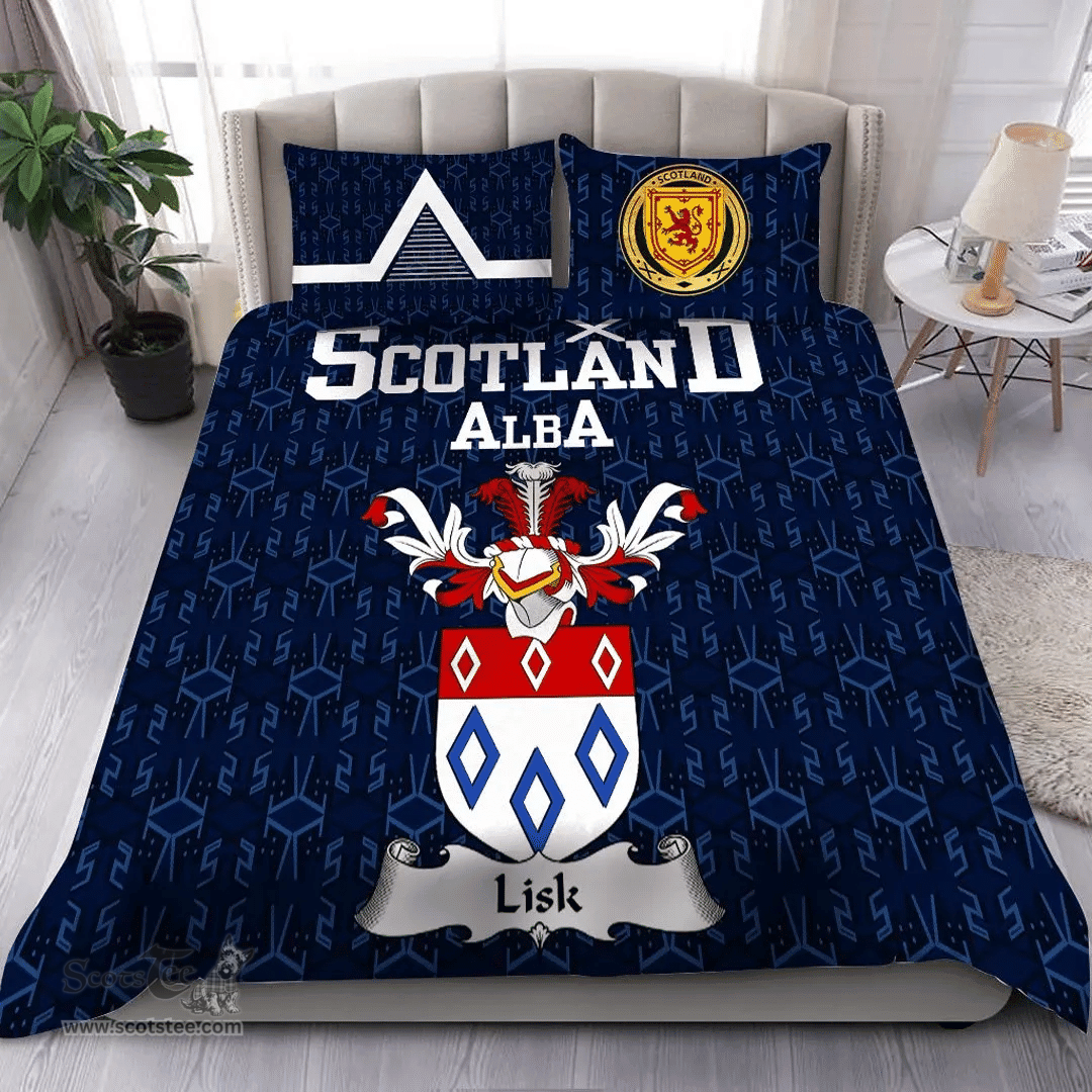Scottish Lisk Family Crest Tartan Bedding Set Scottish Home Duvet Covers 1991 Style