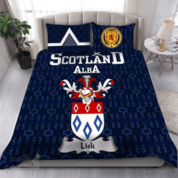 Scottish Lisk Family Crest Tartan Bedding Set Scottish Home Duvet Covers 1991 Style