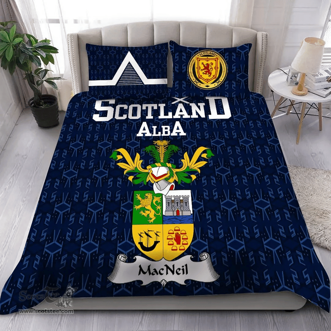 Scottish MacNeil Family Crest Tartan Bedding Set Scottish Home Duvet Covers 1991 Style