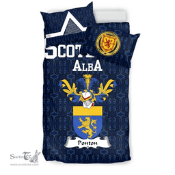 Scottish Ponton Family Crest Tartan Bedding Set Scottish Home Duvet Covers 1991 Style