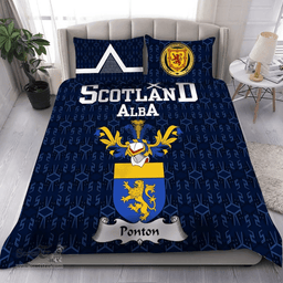 Scottish Ponton Family Crest Tartan Bedding Set Scottish Home Duvet Covers 1991 Style