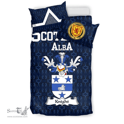 Scottish Knight Family Crest Tartan Bedding Set Scottish Home Duvet Covers 1991 Style