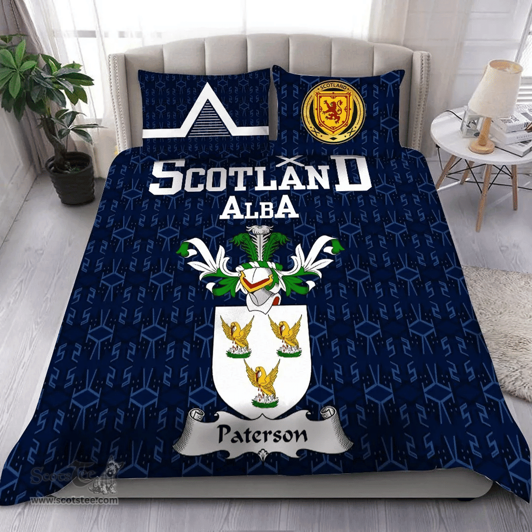 Scottish Paterson Family Crest Tartan Bedding Set Scottish Home Duvet Covers 1991 Style