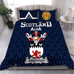 Scottish Mitchelson Family Crest Tartan Bedding Set Scottish Home Duvet Covers 1991 Style