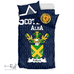 Scottish Pollock Family Crest Tartan Bedding Set Scottish Home Duvet Covers 1991 Style