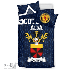 Scottish Matthews Family Crest Tartan Bedding Set Scottish Home Duvet Covers 1991 Style
