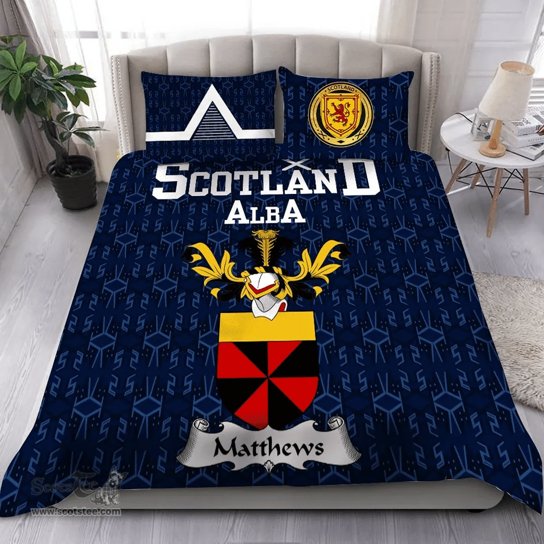 Scottish Matthews Family Crest Tartan Bedding Set Scottish Home Duvet Covers 1991 Style