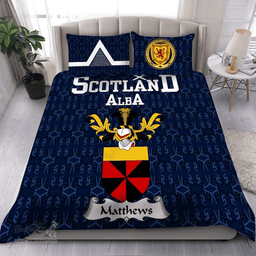 Scottish Matthews Family Crest Tartan Bedding Set Scottish Home Duvet Covers 1991 Style