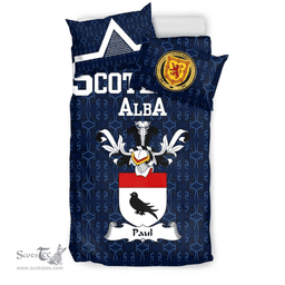 Scottish Paul Family Crest Tartan Bedding Set Scottish Home Duvet Covers 1991 Style