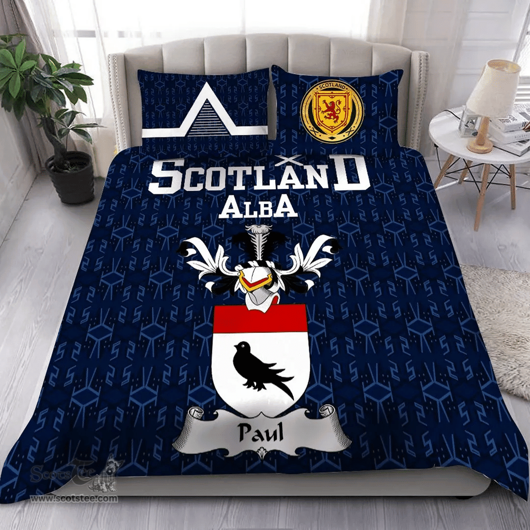 Scottish Paul Family Crest Tartan Bedding Set Scottish Home Duvet Covers 1991 Style