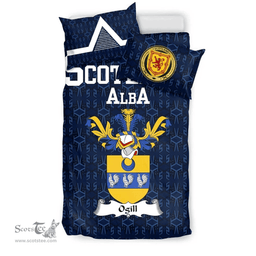 Scottish Ogill Family Crest Tartan Bedding Set Scottish Home Duvet Covers 1991 Style