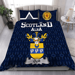Scottish Ogill Family Crest Tartan Bedding Set Scottish Home Duvet Covers 1991 Style