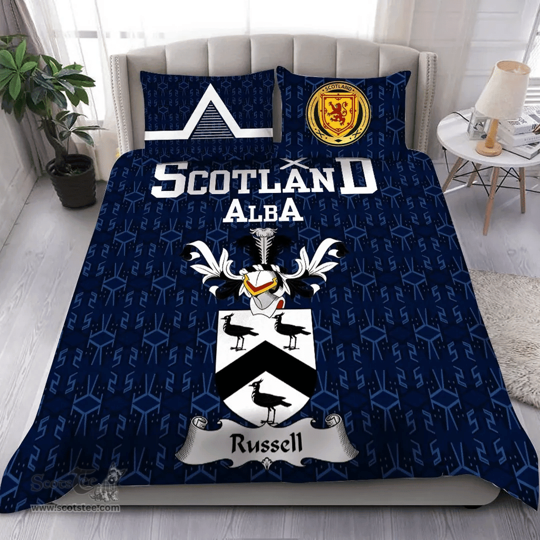 Scottish Russell Family Crest Tartan Bedding Set Scottish Home Duvet Covers 1991 Style