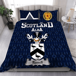 Scottish Russell Family Crest Tartan Bedding Set Scottish Home Duvet Covers 1991 Style