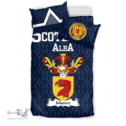 Scottish Munro Family Crest Tartan Bedding Set Scottish Home Duvet Covers 1991 Style