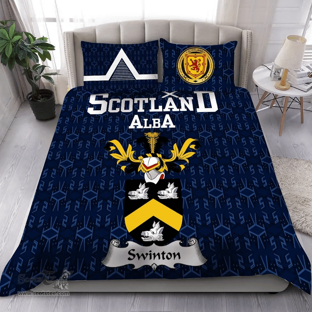 Scottish Swinton Family Crest Tartan Bedding Set Scottish Home Duvet Covers 1991 Style