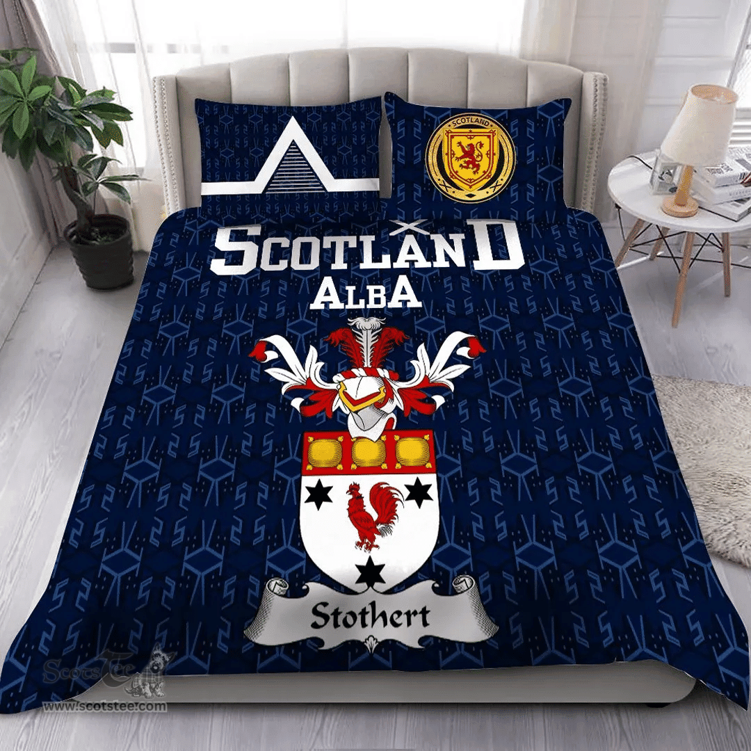 Scottish Stothert Family Crest Tartan Bedding Set Scottish Home Duvet Covers 1991 Style