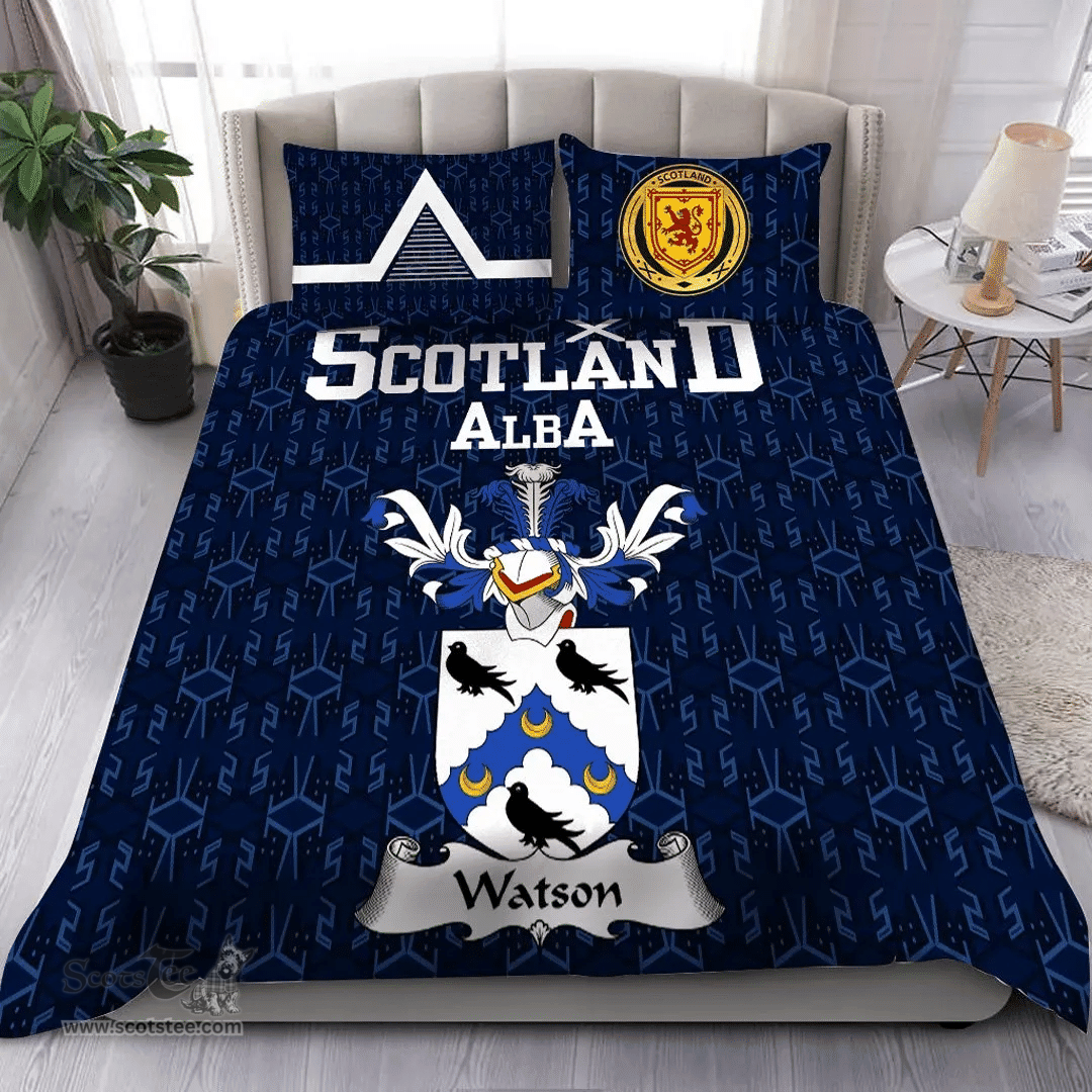 Scottish Watson Family Crest Tartan Bedding Set Scottish Home Duvet Covers 1991 Style
