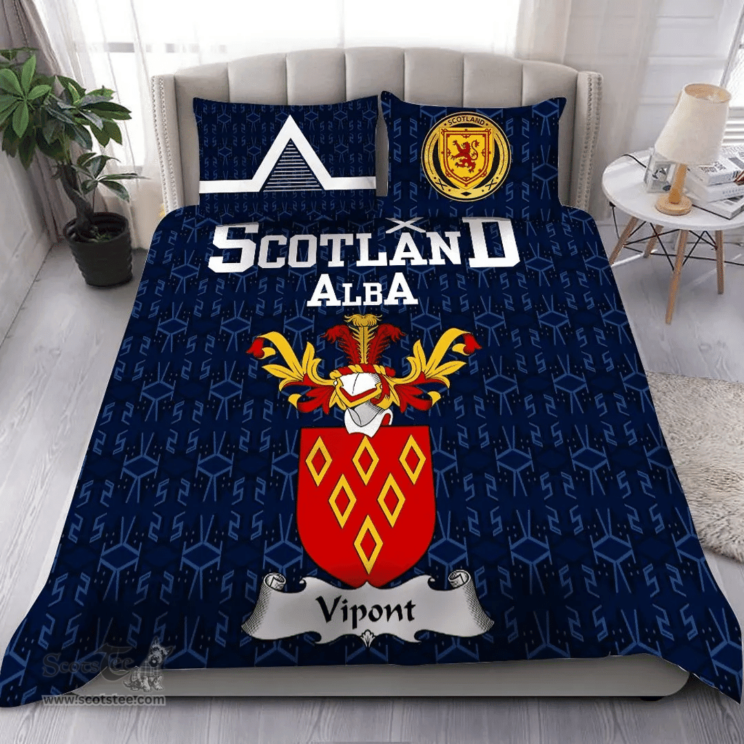 Scottish Vipont Family Crest Tartan Bedding Set Scottish Home Duvet Covers 1991 Style
