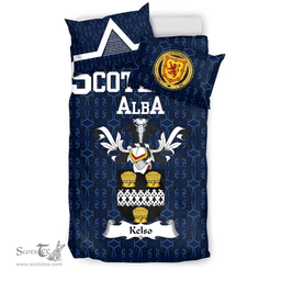 Scottish Kelso Family Crest Tartan Bedding Set Scottish Home Duvet Covers 1991 Style