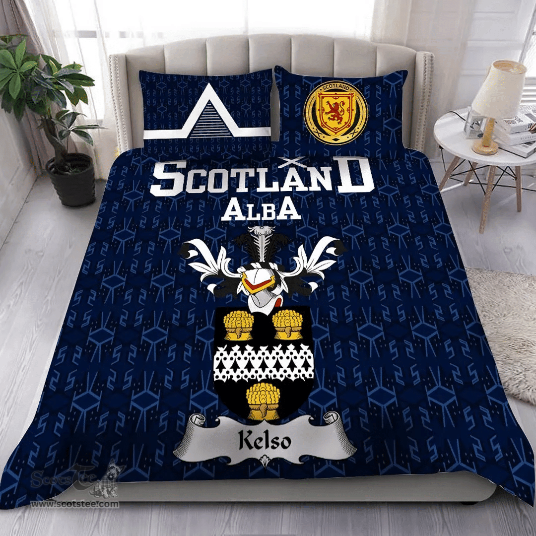 Scottish Kelso Family Crest Tartan Bedding Set Scottish Home Duvet Covers 1991 Style