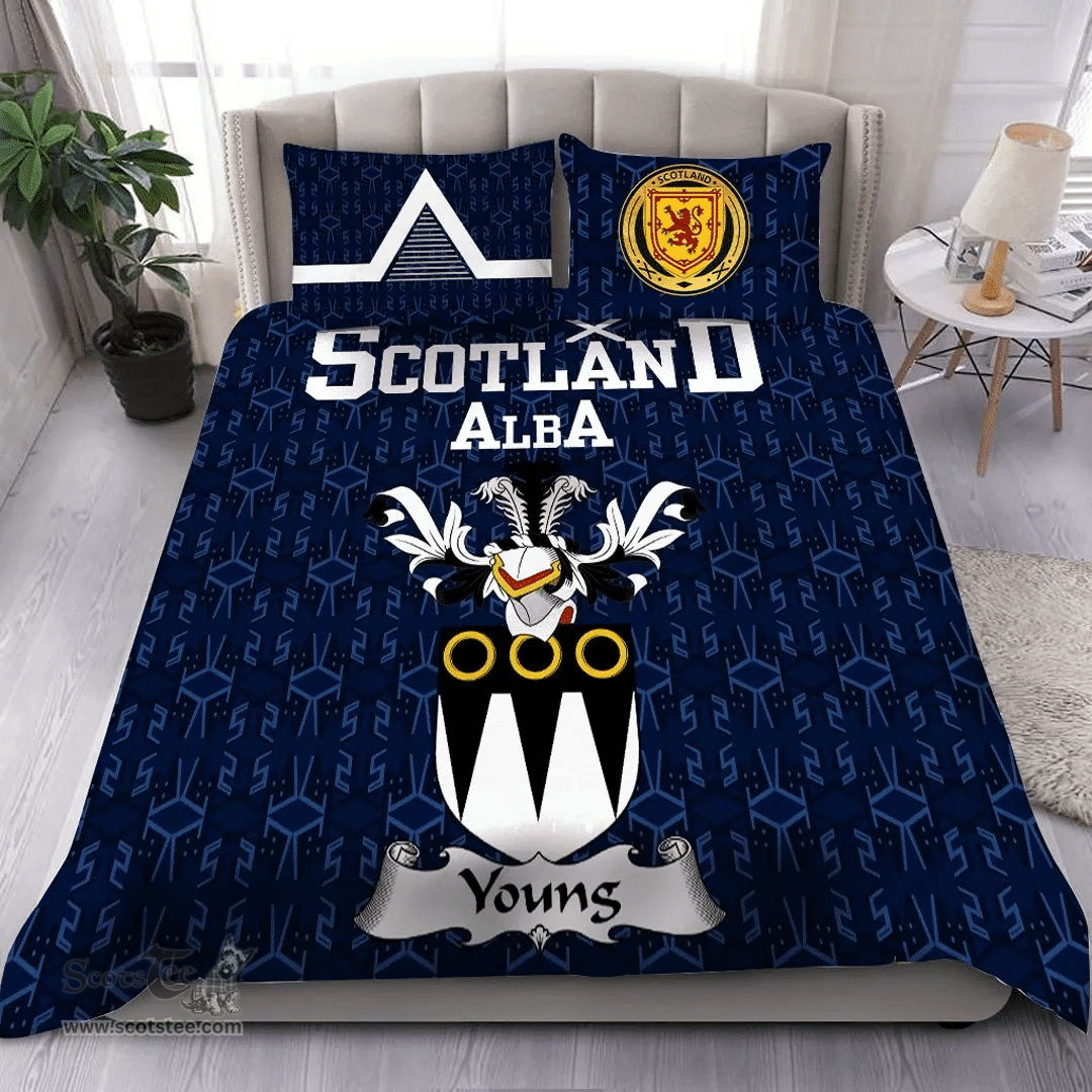 Scottish Young Family Crest Tartan Bedding Set Scottish Home Duvet Covers 1991 Style