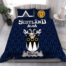 Scottish Young Family Crest Tartan Bedding Set Scottish Home Duvet Covers 1991 Style