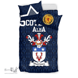 Scottish Thomson Family Crest Tartan Bedding Set Scottish Home Duvet Covers 1991 Style