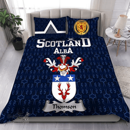 Scottish Thomson Family Crest Tartan Bedding Set Scottish Home Duvet Covers 1991 Style