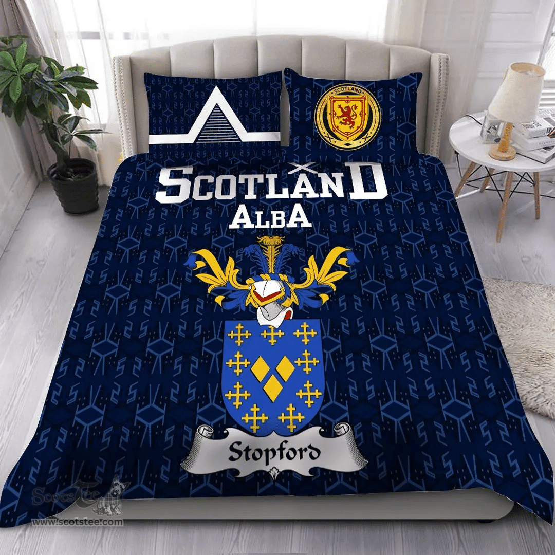 Scottish Stopford Family Crest Tartan Bedding Set Scottish Home Duvet Covers 1991 Style