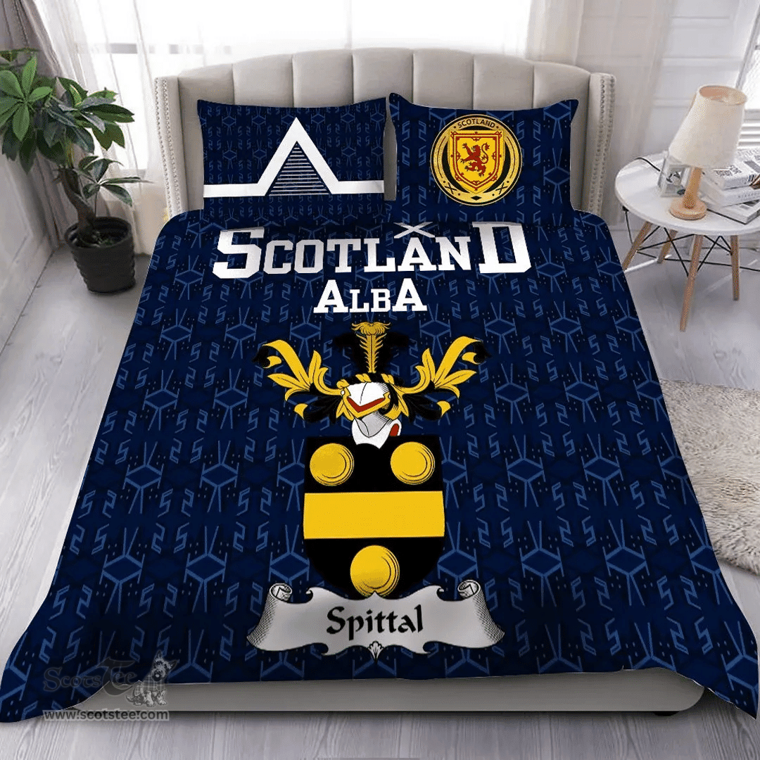 Scottish Spittle Family Crest Tartan Bedding Set Scottish Home Duvet Covers 1991 Style