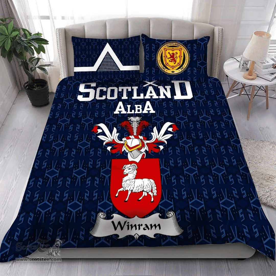 Scottish Winram Family Crest Tartan Bedding Set Scottish Home Duvet Covers 1991 Style
