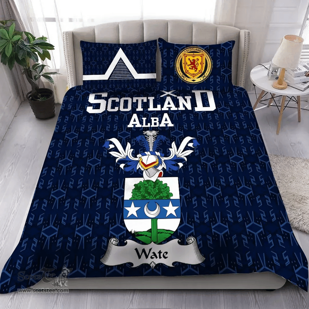 Scottish Wate Family Crest Tartan Bedding Set Scottish Home Duvet Covers 1991 Style