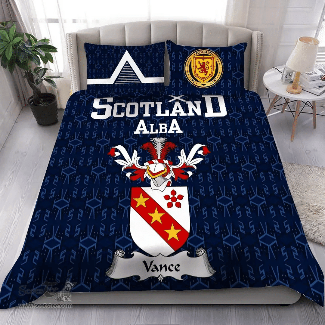 Scottish Vance Family Crest Tartan Bedding Set Scottish Home Duvet Covers 1991 Style