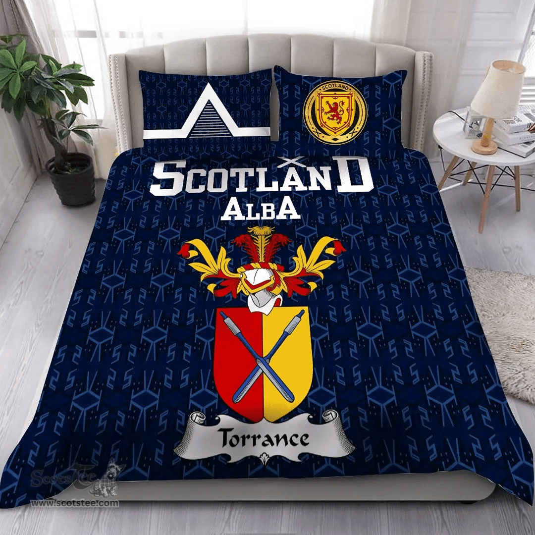 Scottish Torrance Family Crest Tartan Bedding Set Scottish Home Duvet Covers 1991 Style