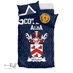 Scottish Shouster or Shuster Family Crest Tartan Bedding Set Scottish Home Duvet Covers 1991 Style