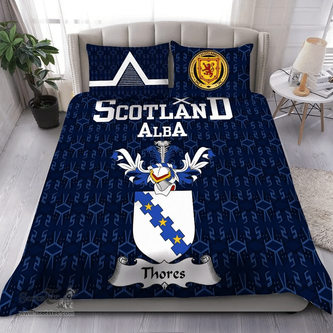 Scottish Thores Family Crest Tartan Bedding Set Scottish Home Duvet Covers 1991 Style