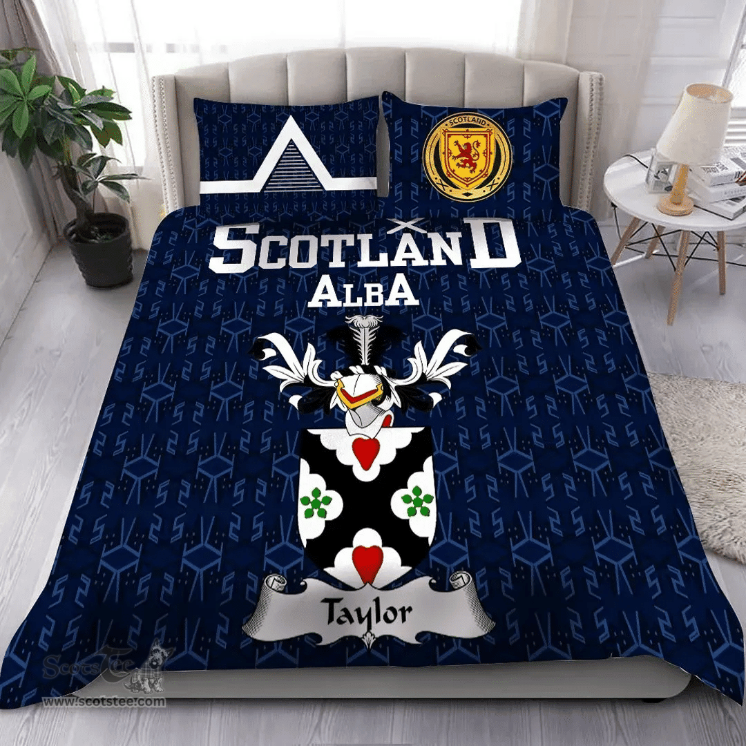 Scottish Taylor Family Crest Tartan Bedding Set Scottish Home Duvet Covers 1991 Style