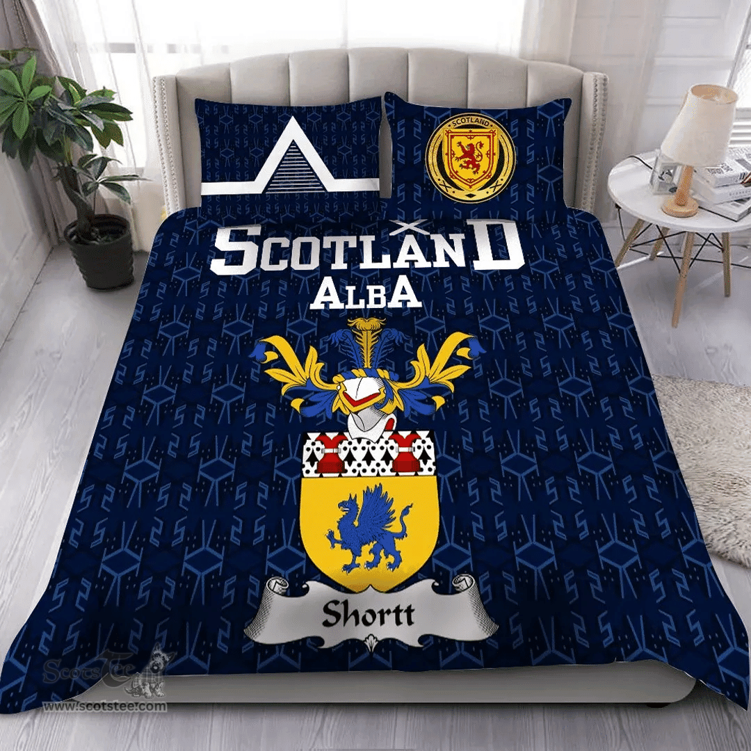 Scottish Shortt Family Crest Tartan Bedding Set Scottish Home Duvet Covers 1991 Style